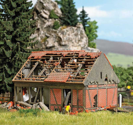 Dilapidated-Abandoned Half-Timber Stable -- Laser-Cut Kit - 3-11/16 x 2-1/4 x 2-1/2"  9.4 x 5.8 x 6.3cm-2
