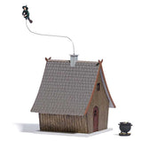 Witch's Cottage with Flying Witch -- Laser-Cut Wood Kit - 2-1/2 x 2 x 2-11/16"  6.4 x 5.2 x 6.8cm-2