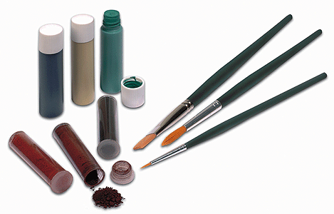 Weathering Set -- 3 Each: Matte Liquid, Dry Powered Pigments & Brushes