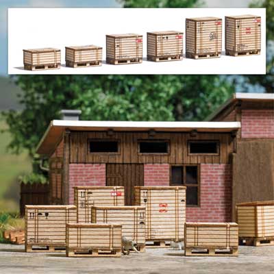 Wood Pallets & Crates - Laser-Cut Wood Kit -- 6 of Each