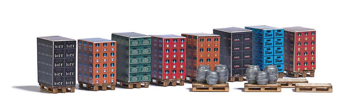 Pallets & Beverage Crates - Laser-Cut Kit -- 12 Pallets, 6 Kegs, 8 Pallet Box Loads-1