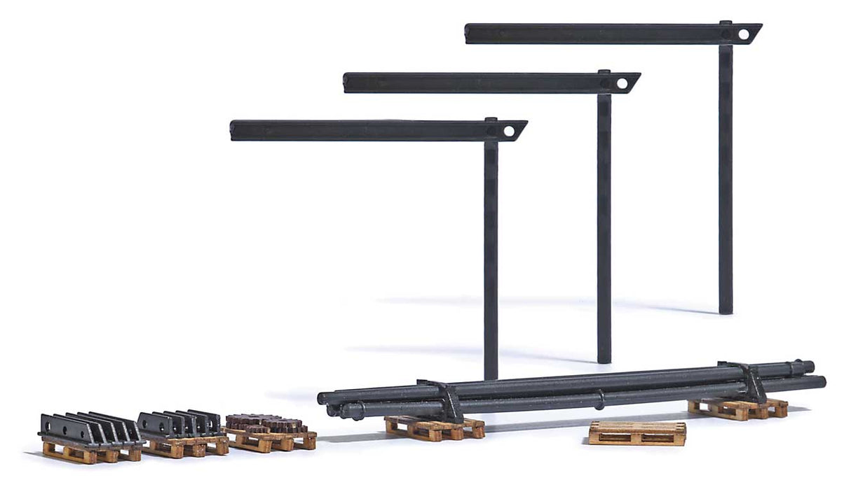 Pallets and Machine Parts - Laser-Cut Kit -- 6 Pallets, Metal T Beams, Rods, Gears-1