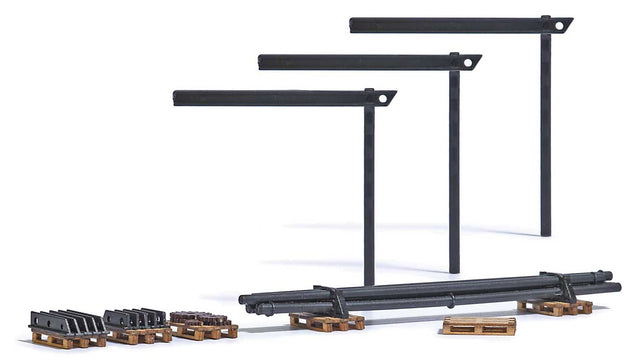 Pallets and Machine Parts - Laser-Cut Kit -- 6 Pallets, Metal T Beams, Rods, Gears-1