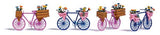 4 Bicycles with Flower Baskets -- 2 Each Pink, Blue-1