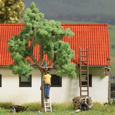 Building a Treehouse - Action Set -- 2 Figures, Tree, Treehouse Floor, Firewood Pile, Wheelbarrow, Ladder-1