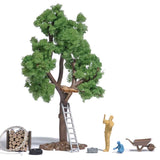 Building a Treehouse - Action Set -- 2 Figures, Tree, Treehouse Floor, Firewood Pile, Wheelbarrow, Ladder-2