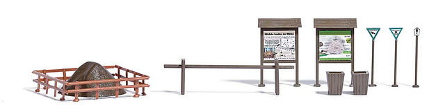 Wood Ant Hill - Kit -- Ant Hill, Barrier Fence, 2 Large Signs, 3 Small Sign Posts, 2 Trash Cans-1