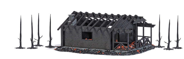 Burnt Log Cabin with Burnt Trees -- Kit - 4-3/8 x 3-3/8 x 1-3/4"  11.1 x 8.5 x 4.5cm-1
