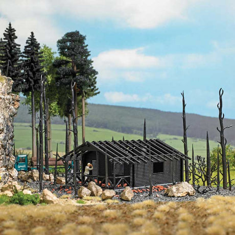 Burnt Log Cabin with Burnt Trees -- Kit - 4-3/8 x 3-3/8 x 1-3/4"  11.1 x 8.5 x 4.5cm-2