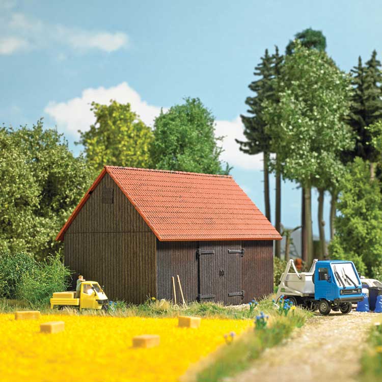 Barn with Tile Roof -- Kit - 11.2 x 7.5 x 7.7"  4-3/8 x 2-15/16 x 3"-2