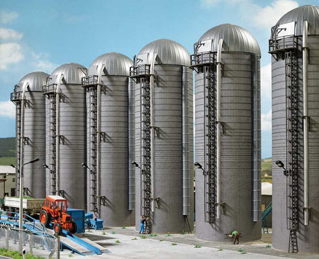Tall Concrete Farm Silos -- Kit - 2-15/16" 7.5cm Diameter x 9-5/8" 24.5cm Tall pkg(2)-2