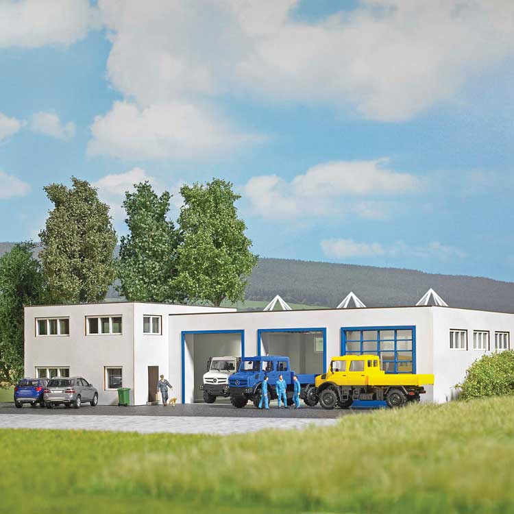 Vehicle Maintenance Garage -- Laser-Cut Kit - 2 Structures, Garage & Office-1