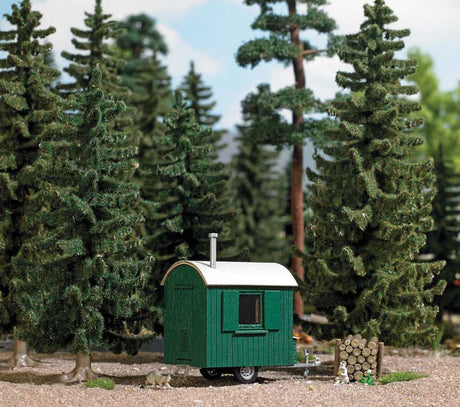 Logger's Trailer Hut - Laser-Cut Wood Kit -- Green-1