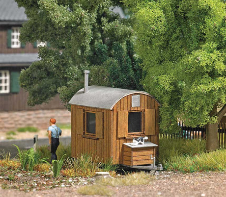 Logger's Trailer Hut - Laser-Cut Wood Kit -- Brown-1