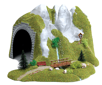 Tunnel -- With Stream And Wooden Footbridge - 14-3/16 x 10-1/4"  36 x 26cm