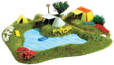 Small Lake w/Campground -- 8-11/16 x 7-1/2"  22 x 19cm