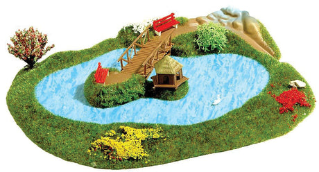 Small Lake w/Footbridge -- 8-11/16 x 7-1/16"  22 x 18cm