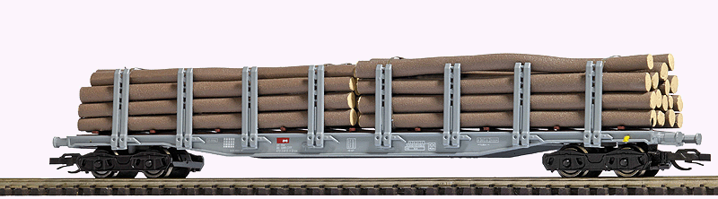 Type Snps 719 Flatcar w/Stakes & Log Load - Ready to Run -- Swiss Federal Railways SBB (Era IV, gray)