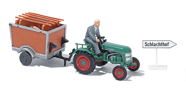 Kramer KL 11 Tractor w/Trailer  - Assembled -- Green, Red