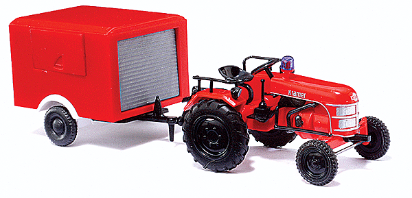 Emergency 1953 Kramer KL 11 Farm Tractor - Assembled -- With Trailer (red, German Lettering)