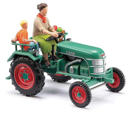 1953 Kramer KL 11 Farm Tractor with Figures - Assembled -- Green, Red-2