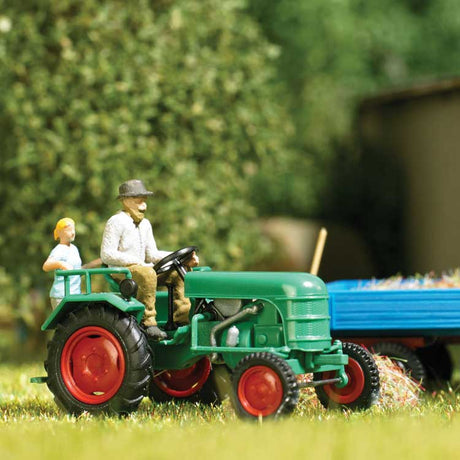 1953 Kramer KL 11 Farm Tractor w/Figures - Assembled -- Green, Red-2