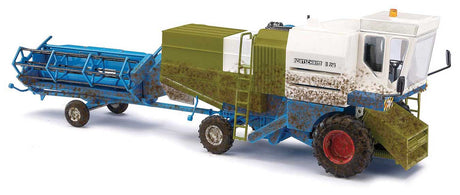 1982 Fortschritt E 514 Farm Combine Head, Trailer and Driver - Assembled -- White, Green, Blue, Red (weathered)