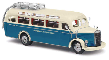 1949 Mercedes-Benz O-3500 Bus - Assembled -- Mittelbadische Eisenbahnen (blue, ivory, German Lettering)