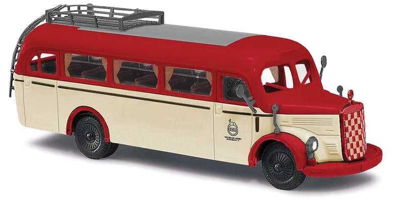 1949 Mercedes-Benz O-3500 Bus - Assembled -- Renak Werke Reichenbach (red, ivory, German Lettering)