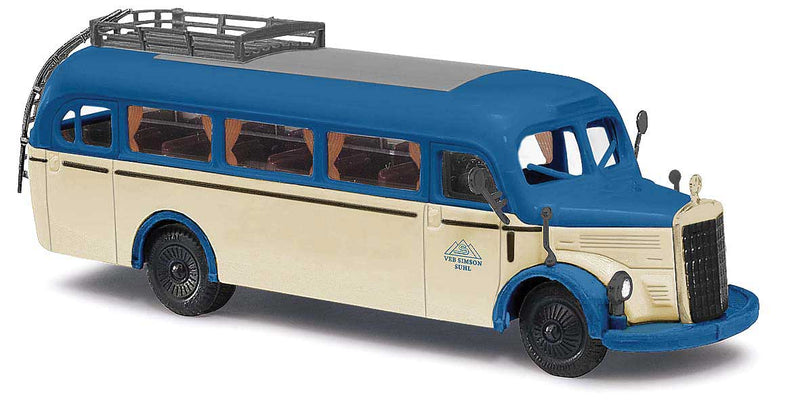 1949 Mercedes-Benz O-3500 Bus - Assembled -- Simson Suhl (blue, ivory; German Lettering)