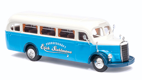 1949 Mercedes-Benz O-3500 Bus - Assembled -- Erich Stahlmann Schulbus (white, blue)