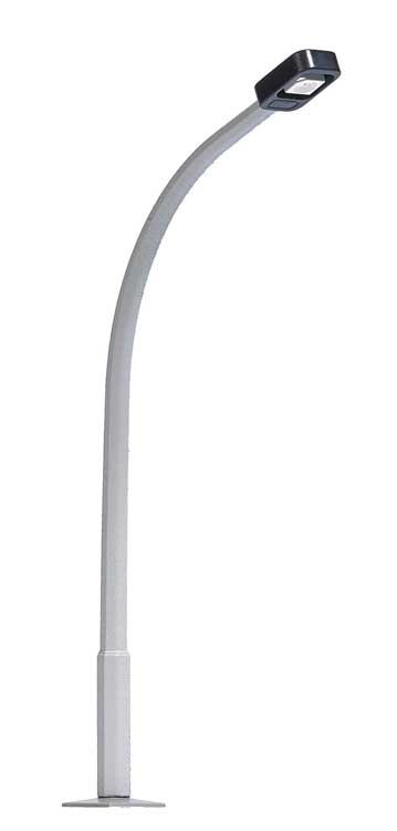 Street Lamp with Curved Concrete Mast, Rectangular Lamp -- White Light, 2-15/16"  7.5cm
