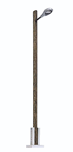 Streetlight w/Real-Wood Mast -- With Teardrop Light Housing (silver) - 3-1/2"  9cm Tall