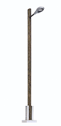 Streetlight w/Real-Wood Mast -- With Teardrop Light Housing (silver) - 3-1/2"  9cm Tall