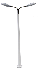Streetlight w/Concrete Mast -- With 2 Teardrop Light Housings (silver) 3-1/2"  9cm Tall
