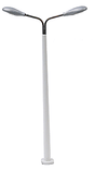 Streetlight w/Concrete Mast -- With 2 Teardrop Light Housings (silver) 3-1/2"  9cm Tall