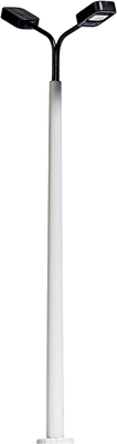 Double Streetlight on Concrete Post -- With Yellow LEDs 3-9/16"  9cm Tall