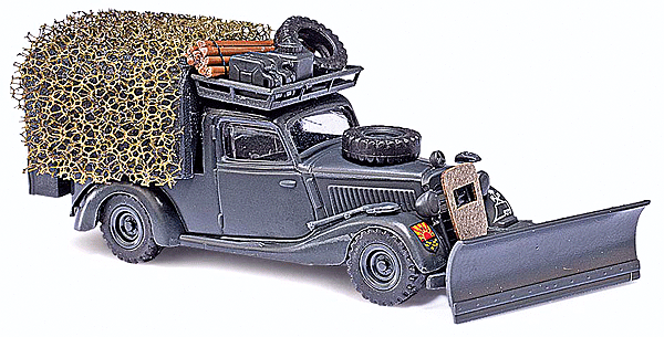 1936 Mercedes-Benz 170V Flatbed Truck w/Snow Plow - Assembled -- WWII German Army (gray)