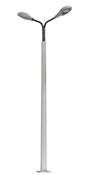 Concrete Pole Street Light w/White LED -- Dual Silver Lamp Heads 3-1/2"  9cm Tall