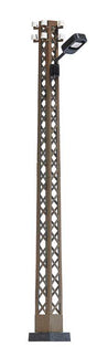 Lamp with Rusty Latticework Mast, Rectangular Lamp -- Yellow Light, 4-3/16"  10.5cm Tall