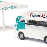 1958 Citroen H Cargo Van with Concession Window - Assembled -- Crepe Mobile w/Canopy Umbrella (green, white)