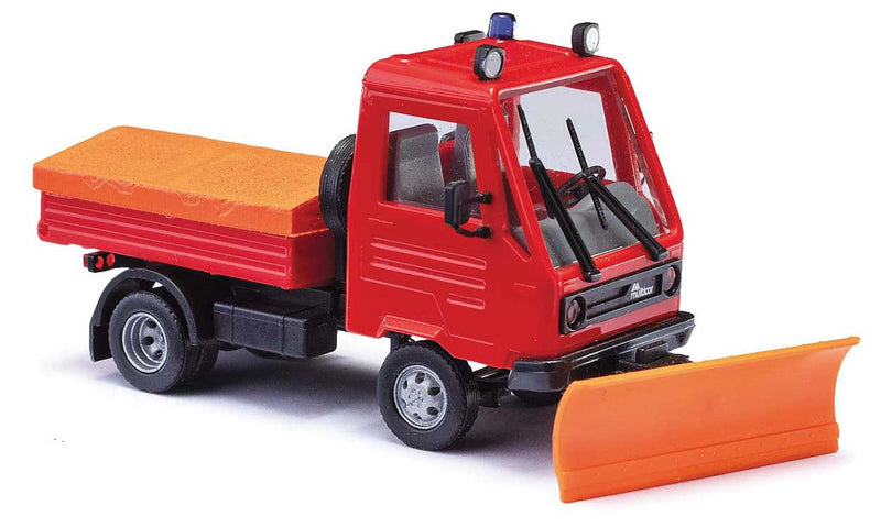 1991 Multicar Light Pickup Truck with Snowplow - Assembled -- Fire Department (red, orange, German Lettering)