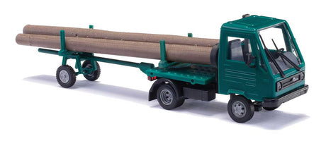 1992 Multicar M26 Flatbed with Log Stakes and Trailer - Assembled -- Green-1