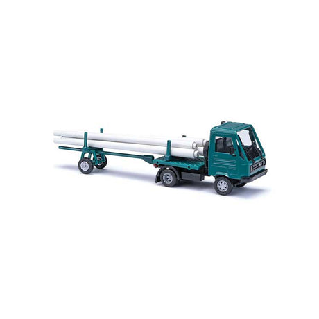 1991 Multicar M26 Flatbed with Trailer & Concrete Mast Load - Assembled -- Green, Black