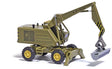 1974 Weimar Mobilbagger T174-2 Rubber-Tired Construction Crane - Assembled -- With Clearing Bucket (green, yellow)