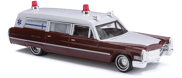 Emergency Cadillac Station Wagon Ambulance -- Maroon, Gray