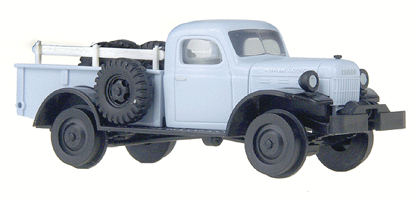 1945 Fargo Power Wagon 4x4 Pickup Truck - Assembled -- Rail Inspection Truck w/Railroad Wheels (light blue, black)-1