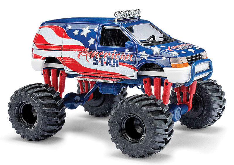 1984 Dodge Ram Minivan Monster Truck - Assembled -- American Star (red, white, blue)