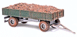1958 Low-Sided Farm Trailer - Assembled -- With Manure Load (Weathered, green)