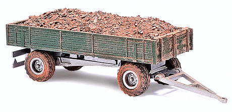 1958 Low-Sided Farm Trailer - Assembled -- With Manure Load (Weathered, green)
